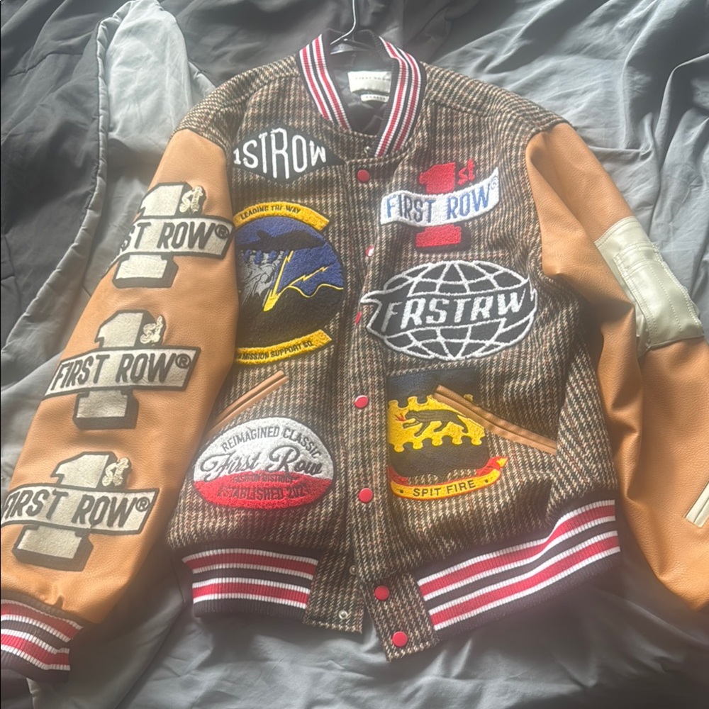 Brown and Tan Varsity Jacket